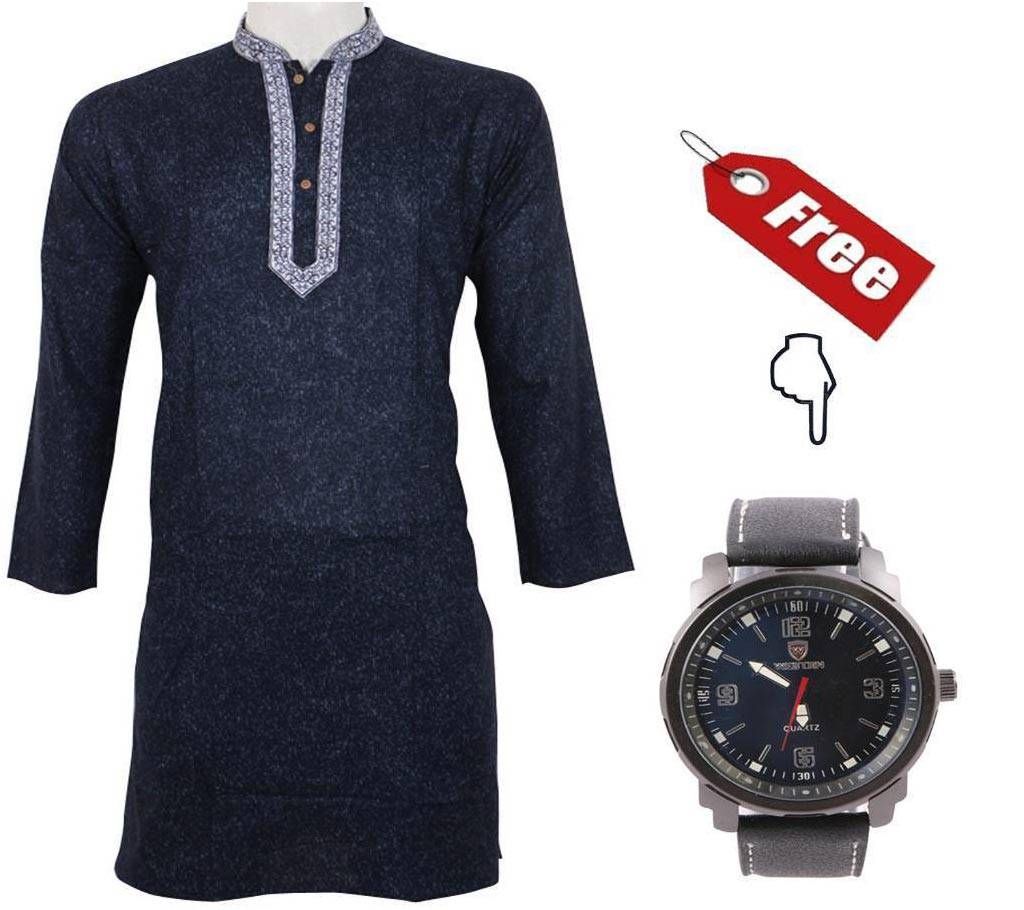 Gents Cotton Punjabi with Free Gents Wristwatch