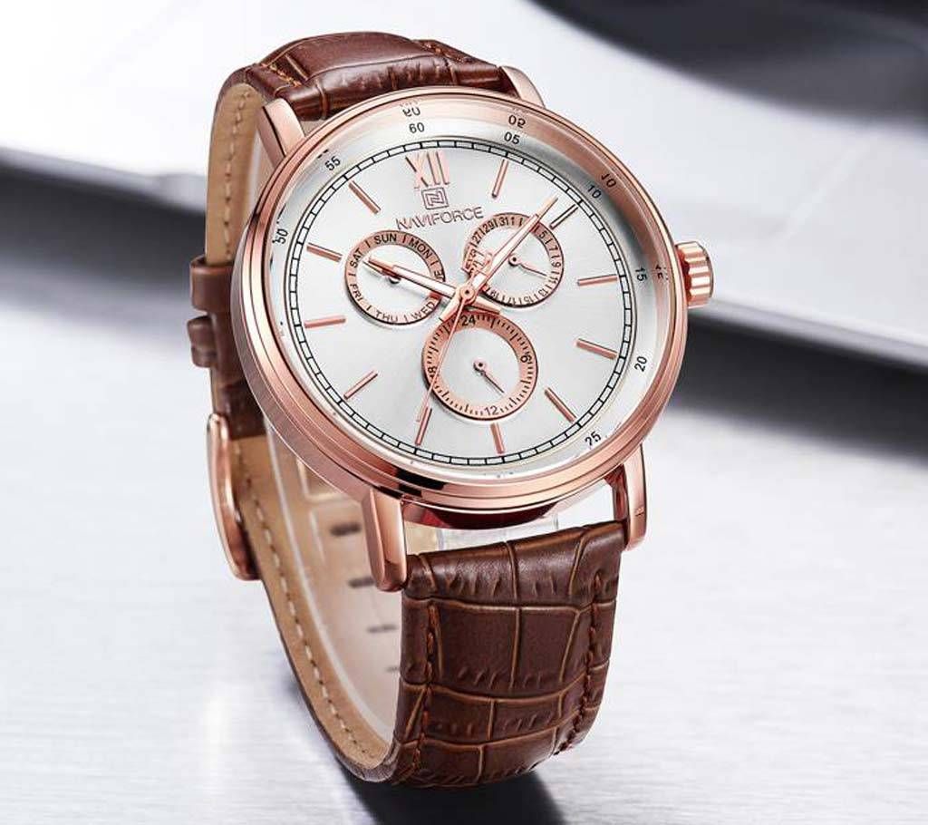 NF3002 ROSEGOLD PU LEATHER Chronometer Watch for Men