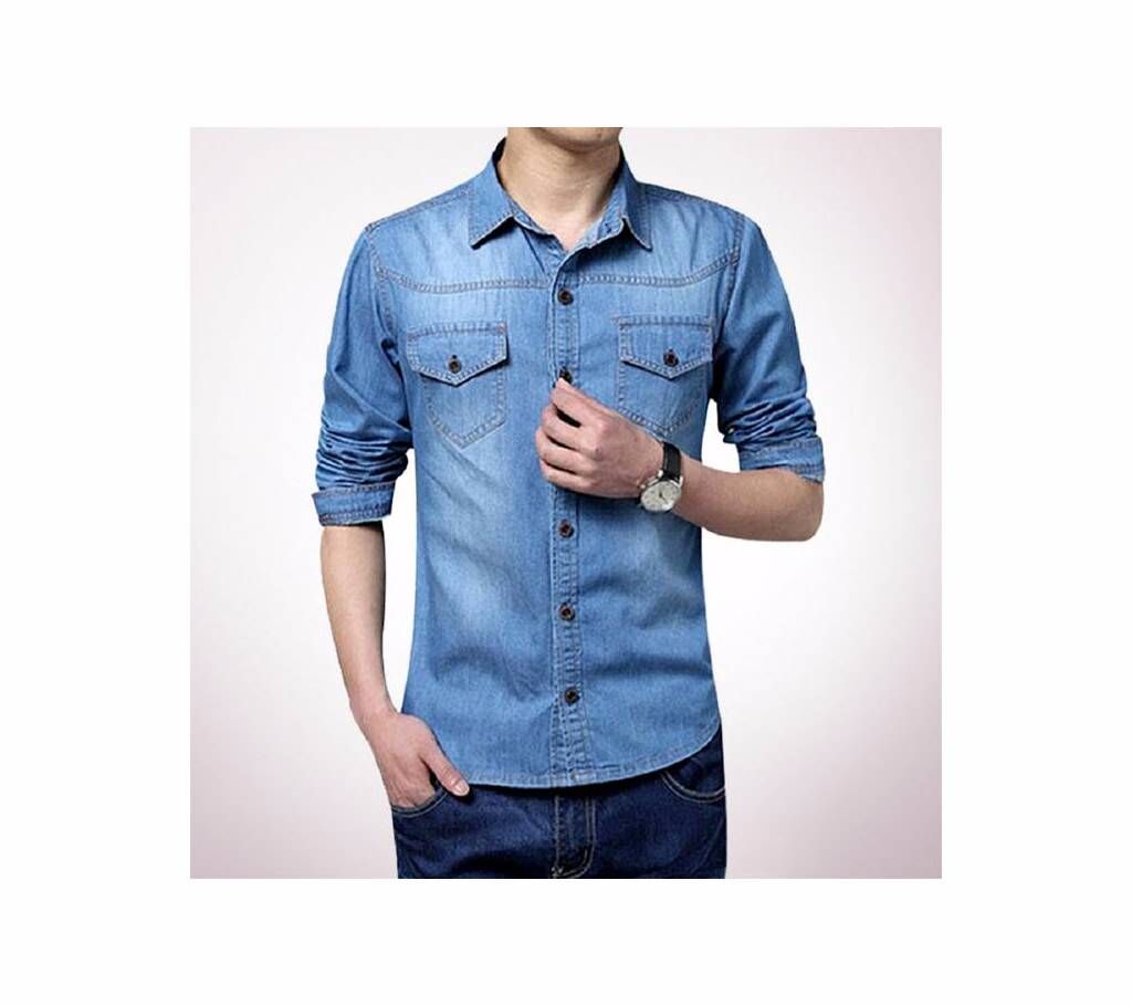 Sky Blue Denim Gents Full Sleeve Casual Shirt