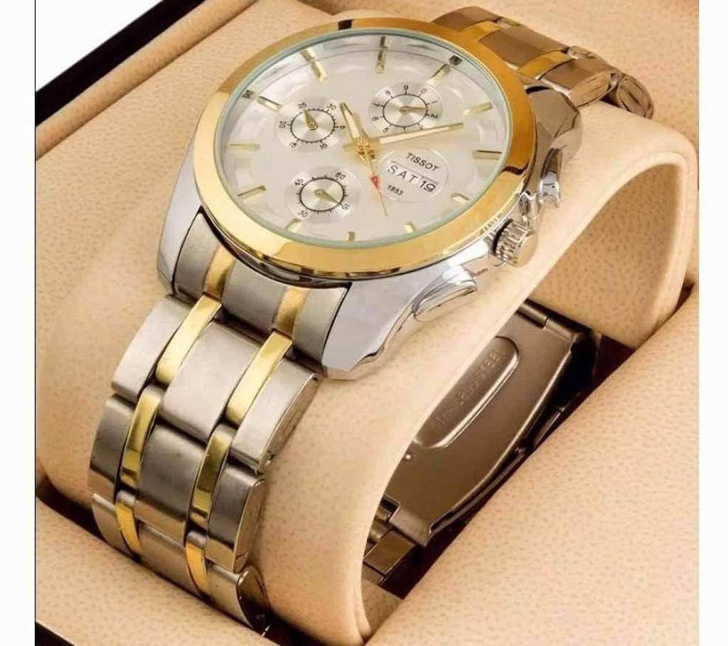 Stainless Steal Chronograph Watch For Mens - silver And Gold 