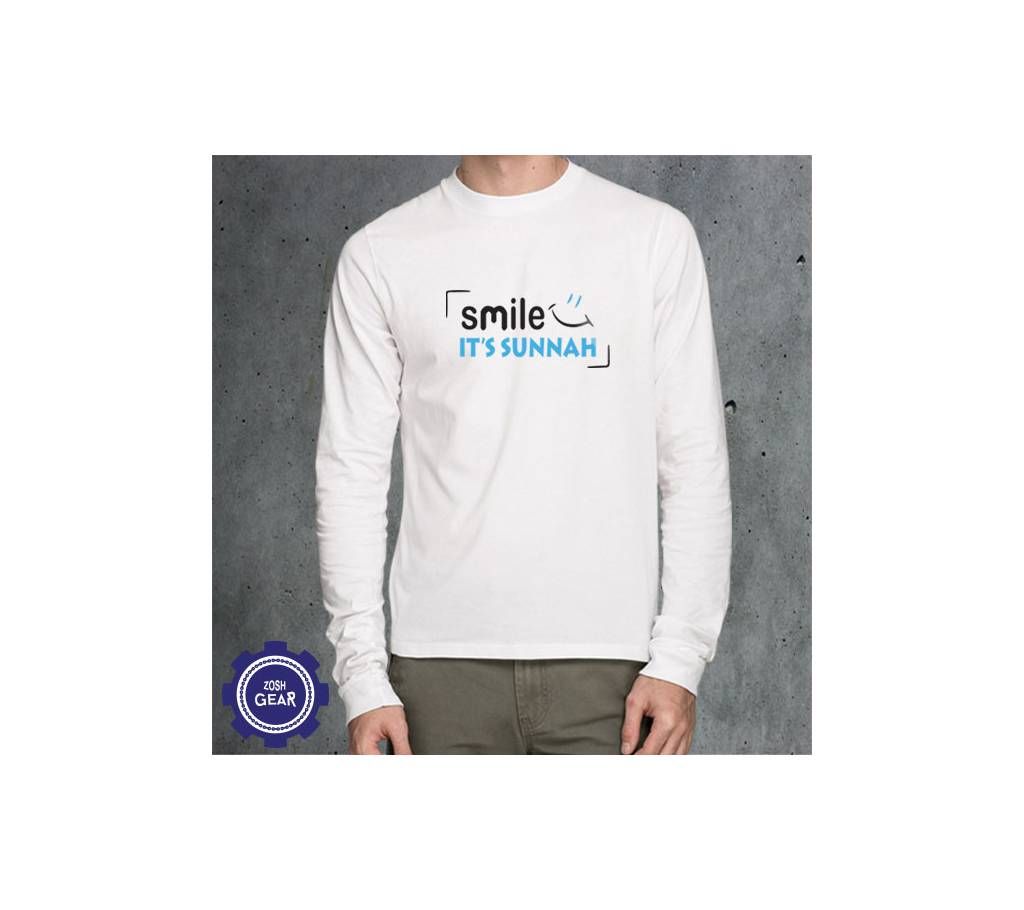 SMILE ITS SUNNAH FULL SLEEVE T SHIRT (WHITE)
