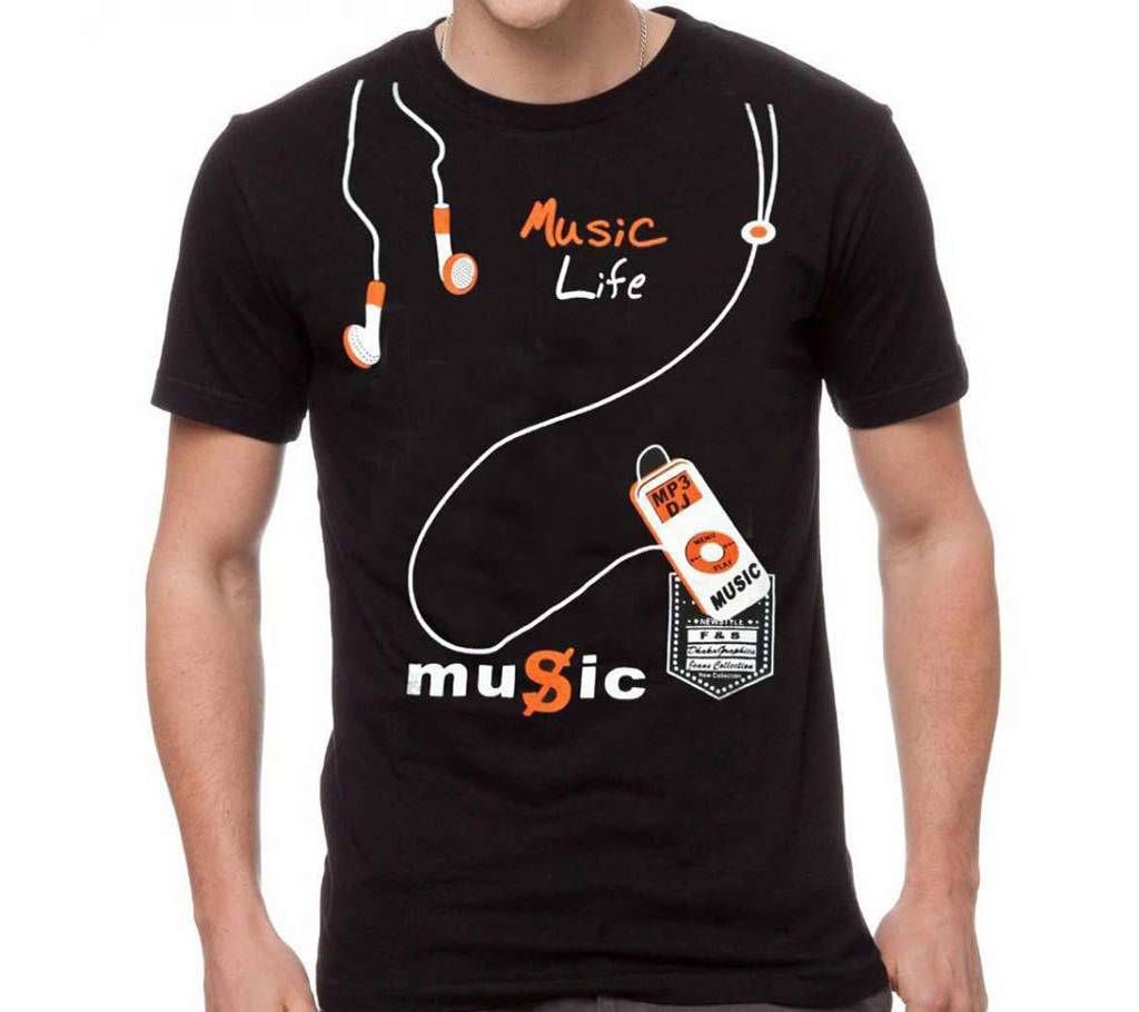 Music Life Men Half Sleeve Cotton T-shirt
