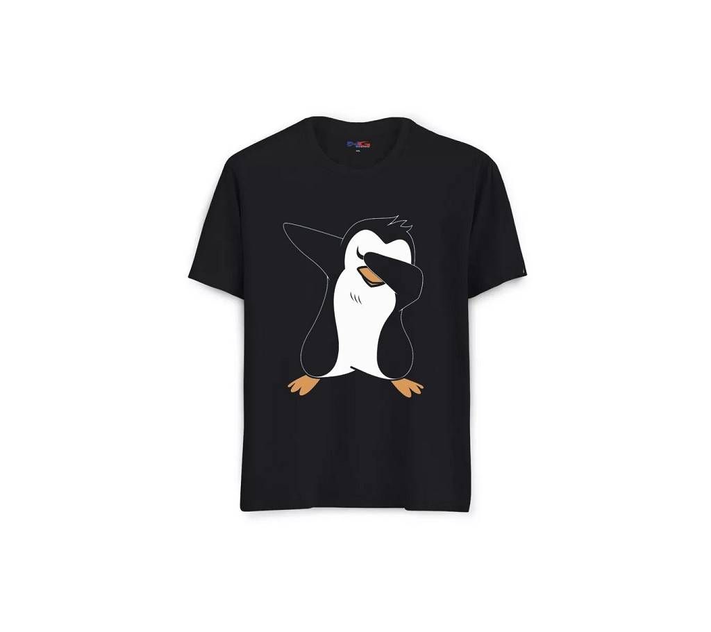 Penguin Rubber Printed Black T-Shirt Design