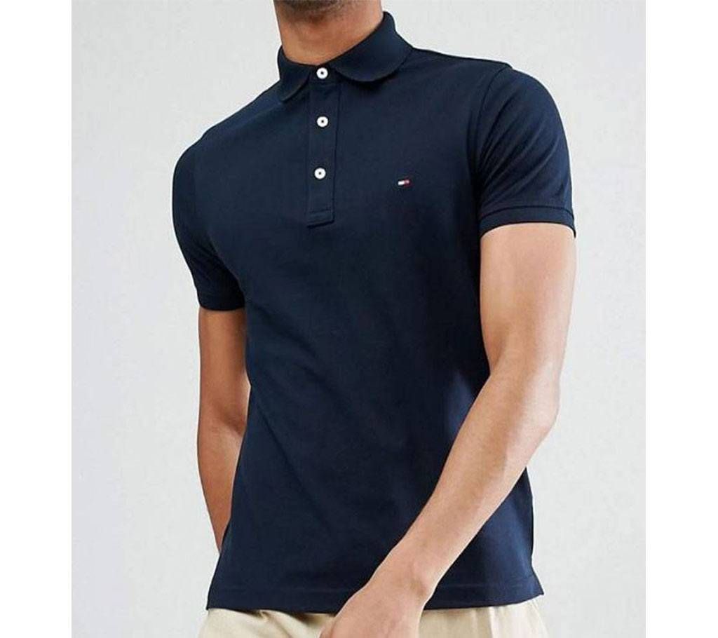 Black Cotton Polo Short For Mans