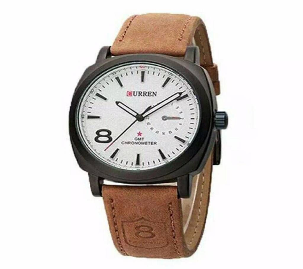 W130 - Leather Analog Watch For Men - Brown