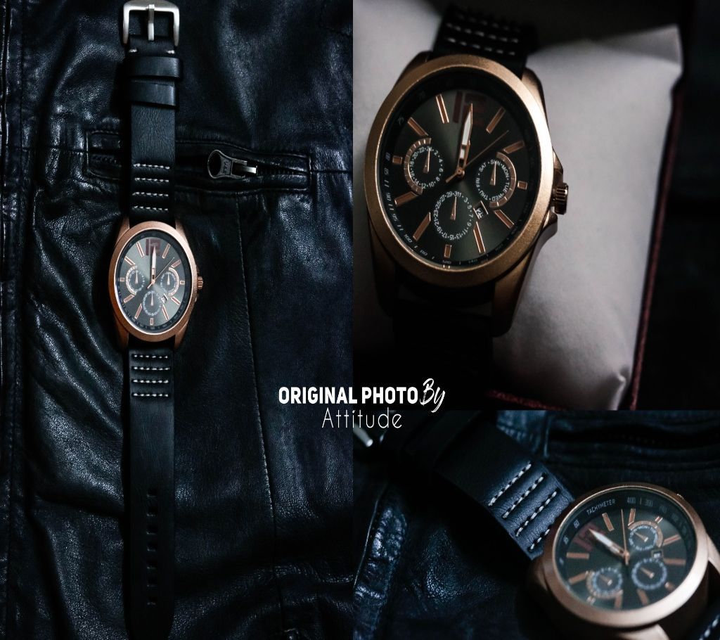 Blackgolden002 Calendar & Day Display Wrist Watch