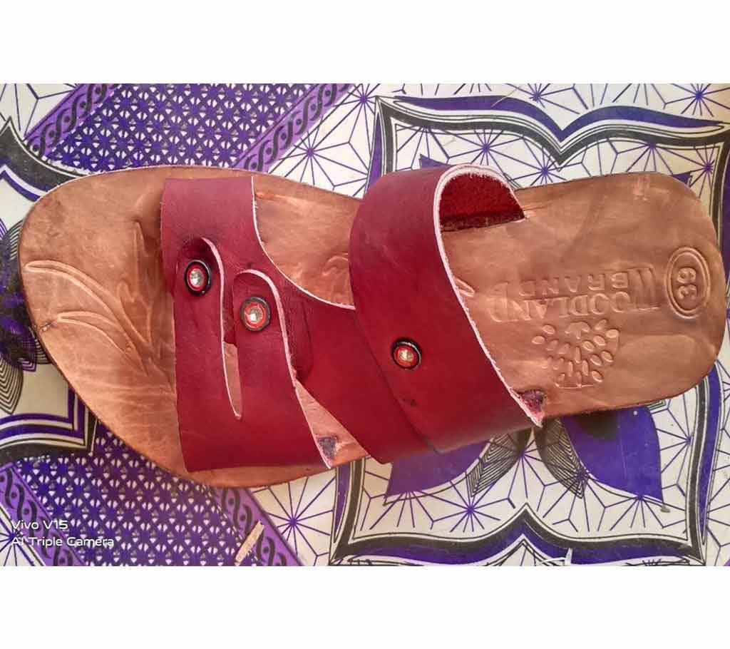 Casual Leather Sandals For Men-Brown And Red