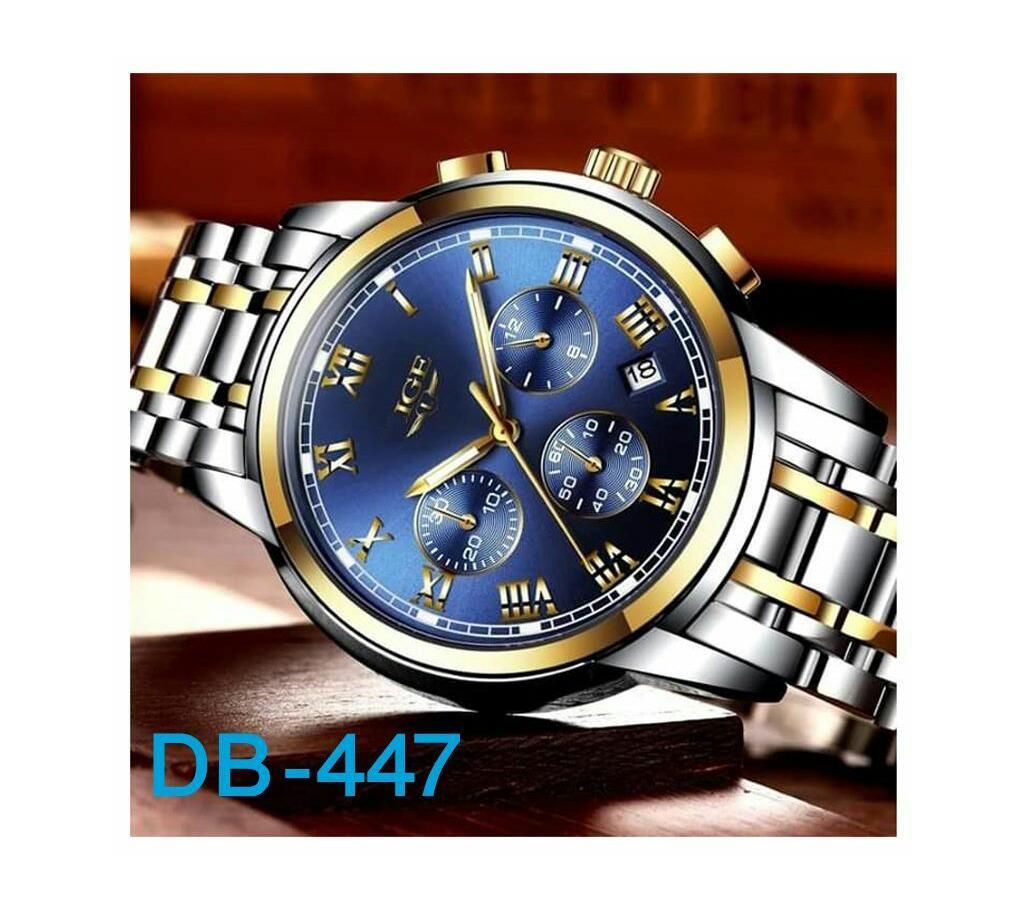 Waterproof Silver And Golden Wrist Watch For Men 