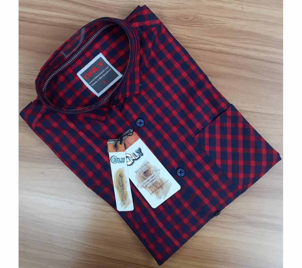 Full Sleeve Casual Shirt For Men- Check Red 