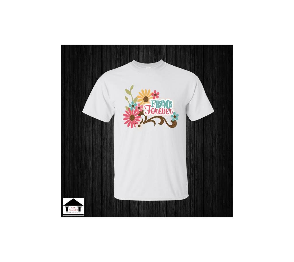 Friends Forever Half Sleeve Cotton T-Shirt White