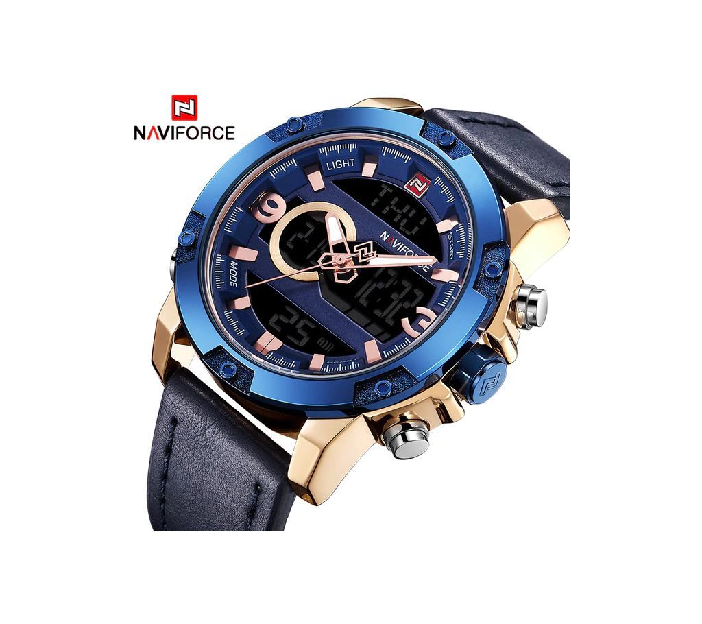 Naviforce 9097 military digital leather watch For Men- Naviforce