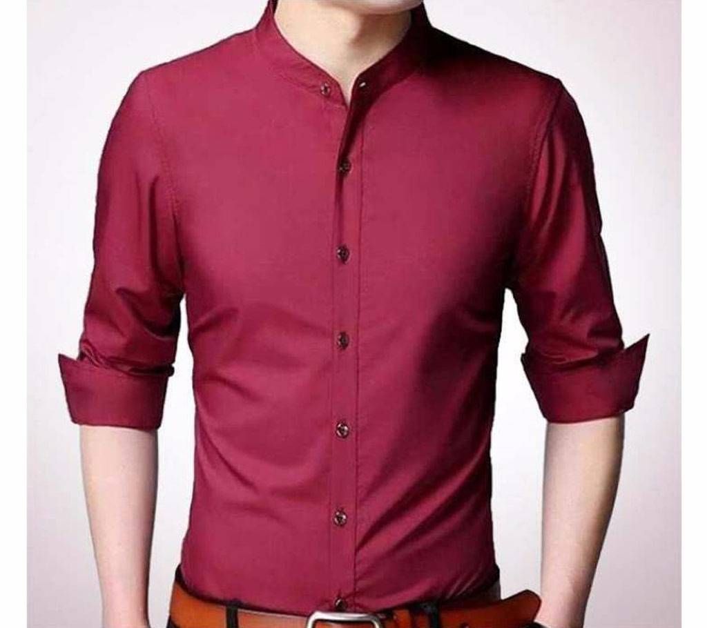 Crimson Panama Long Sleeve Casual Shirt for Men