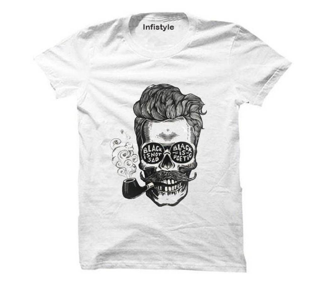 Gentle Skull Smoking Cotton T-Shirt