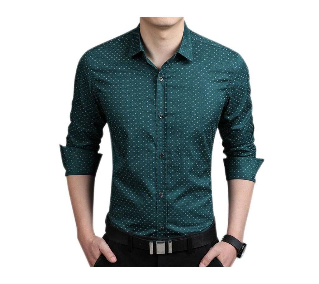 Green Ball Printed Formal Shirt for Men