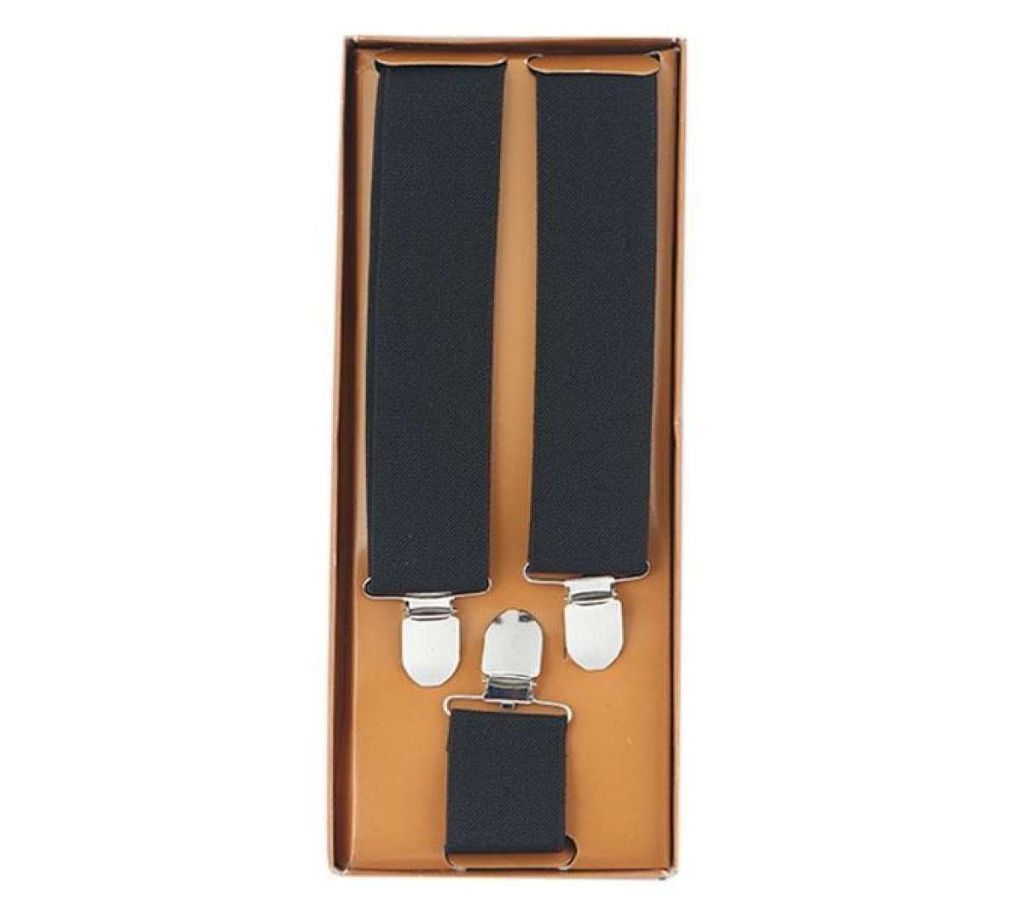 Black Cotton Suspenders For Men
