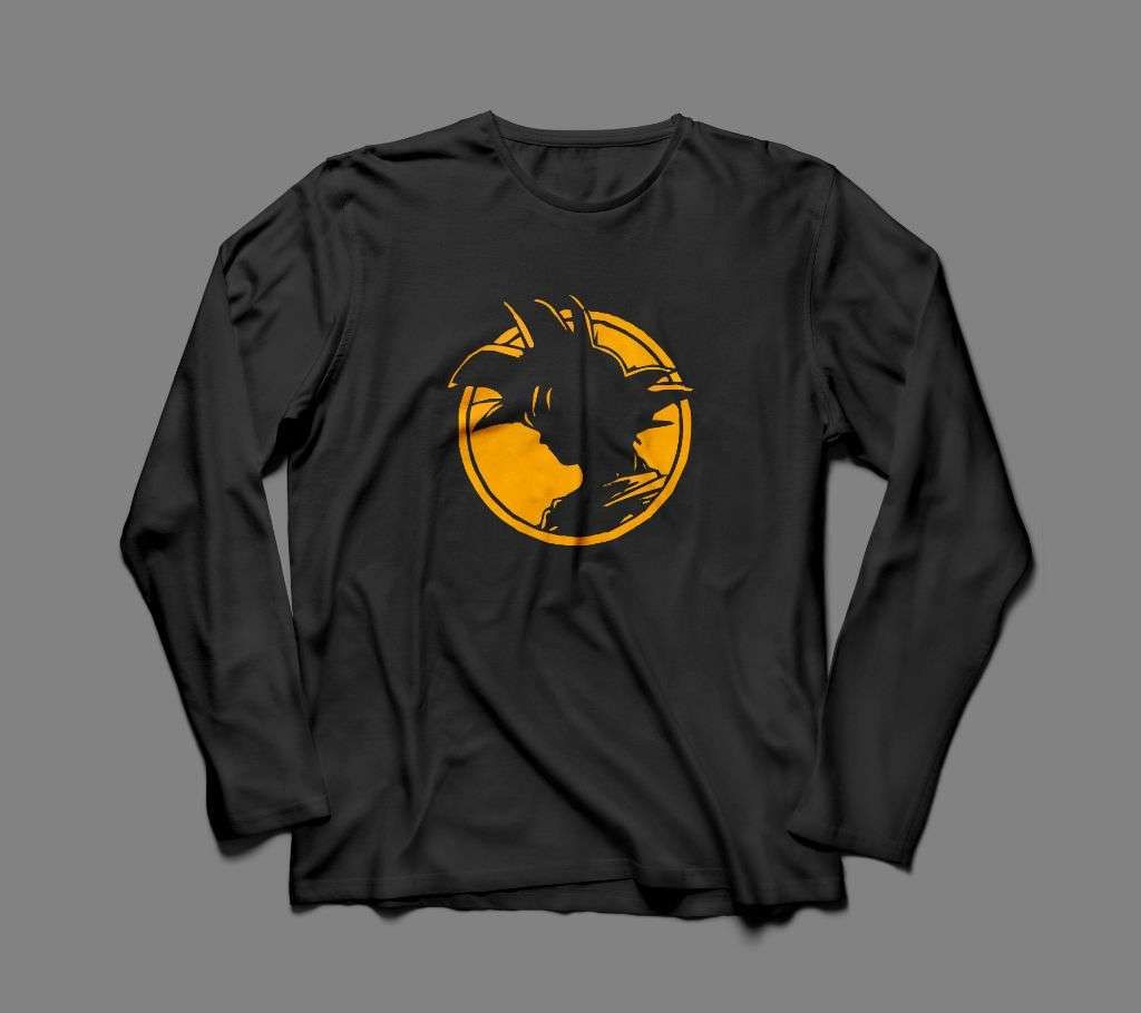 ANGRY GOKU LONG SLEEVE BLACK  COTTON TSHIRT FOR MEN