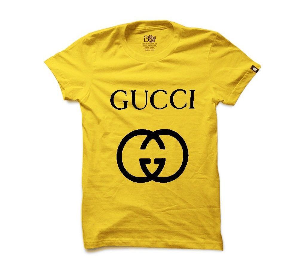 Mens Cotton Casual T-Shirt GUCCI Yellow. Copy