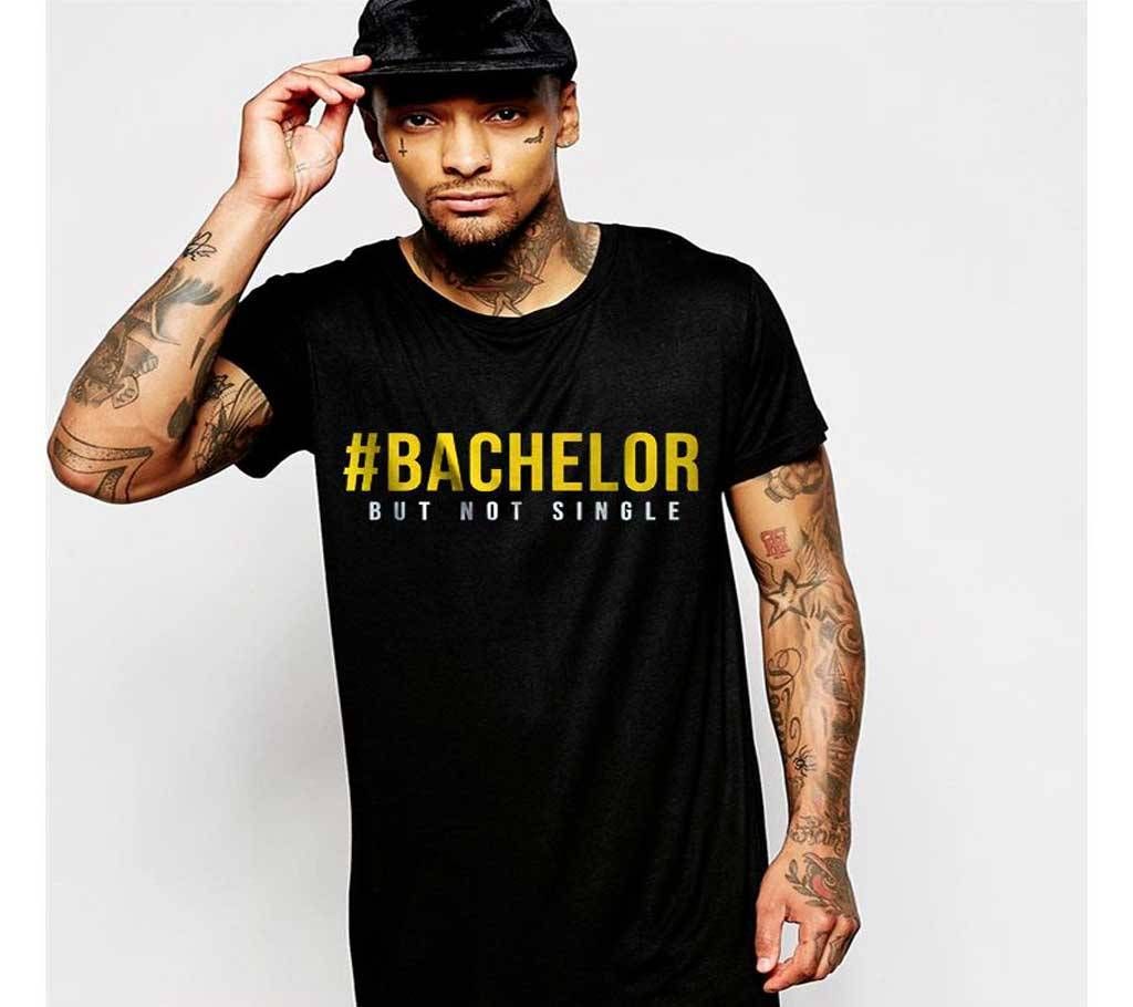 Bachelor- Black Half sleeve Cotton T-shirt