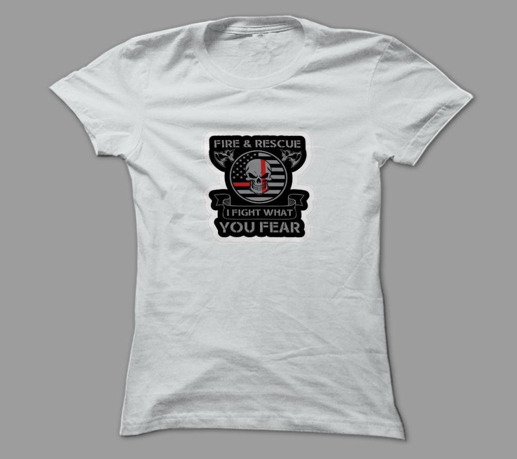 Fire And Rescue White Polyester T-Shirt