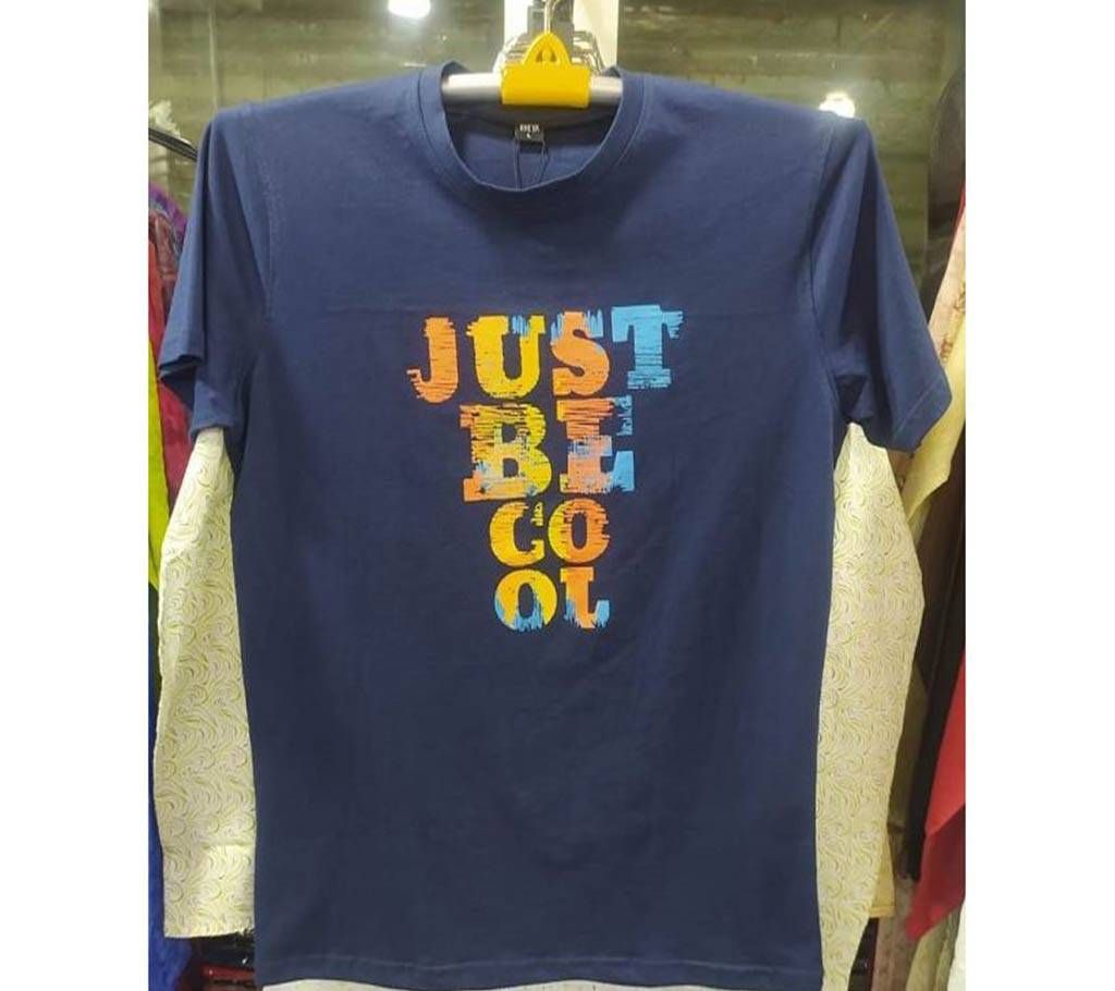 Just Be Cool - Blue Half Sleeve Cotton T Shirt For Men 