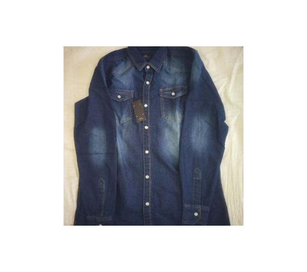 Fashionable Blue Denim Long Sleeve Casual Shirt for Men  UPF