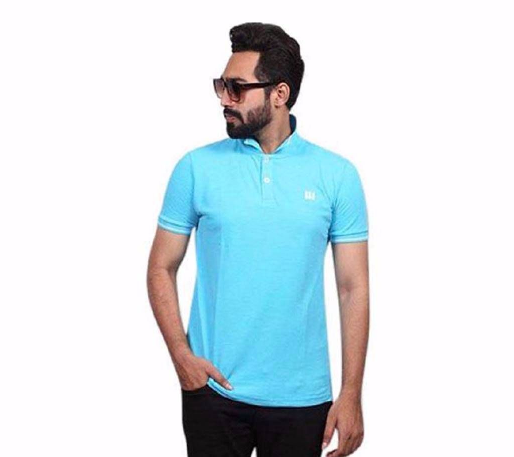 Asmoor Teal Cotton Polo shirt For Men