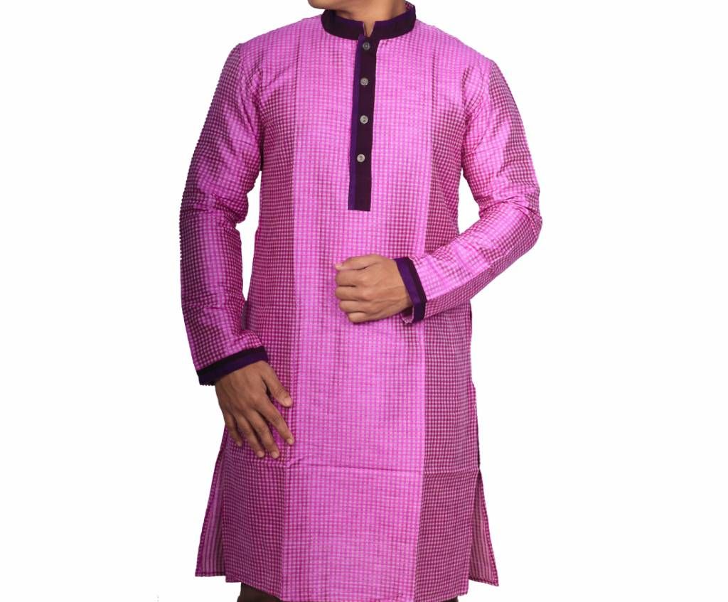 Mens Majenta Cotton Panjabi