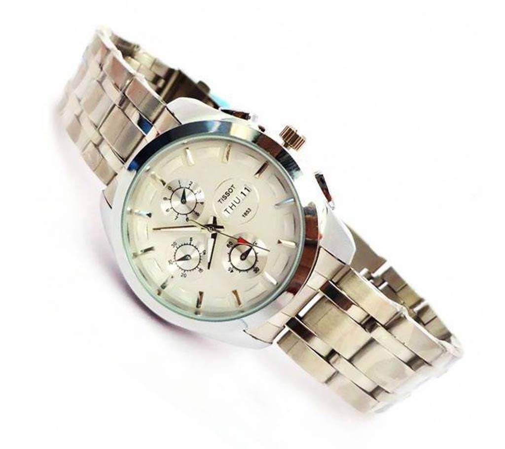 Tissot Day and Date Silver Watch - Copy