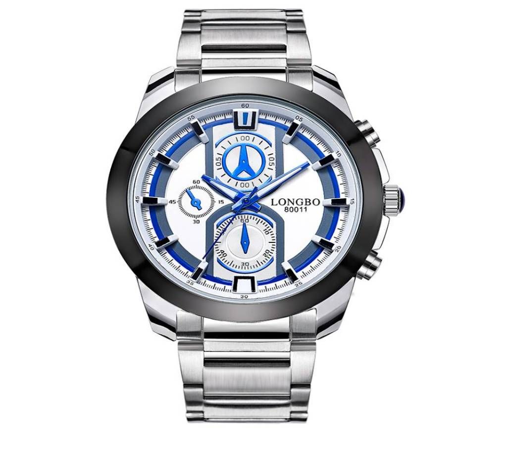 LONGBO White & lack & Silver Watch For Men