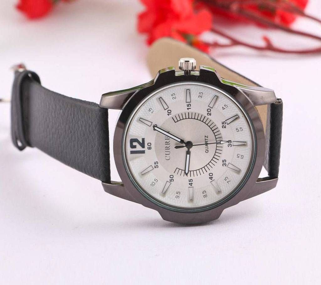 Curren Black Artificial Leather Analog Watch For Men
