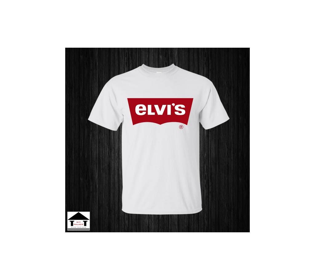 eLVI'S Half Sleeve Cotton T-Shirt White