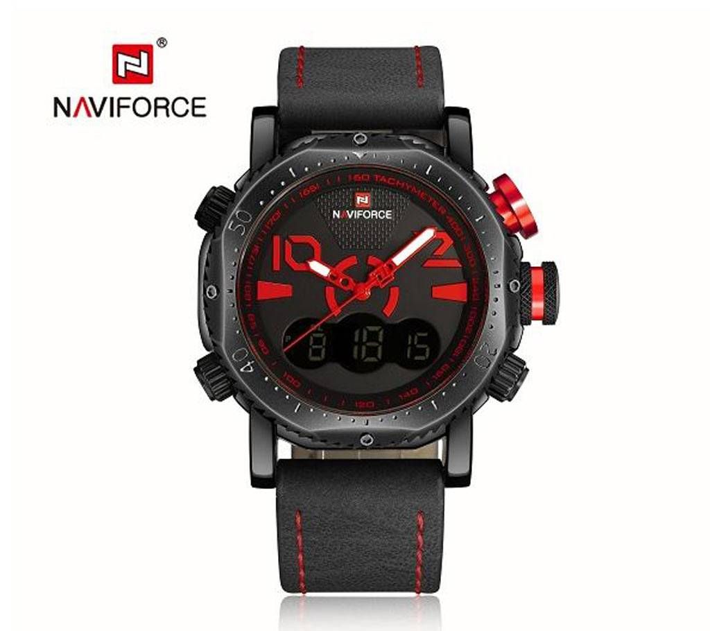 Naviforce Gents Dual Display Casual Leather Chrono Watch