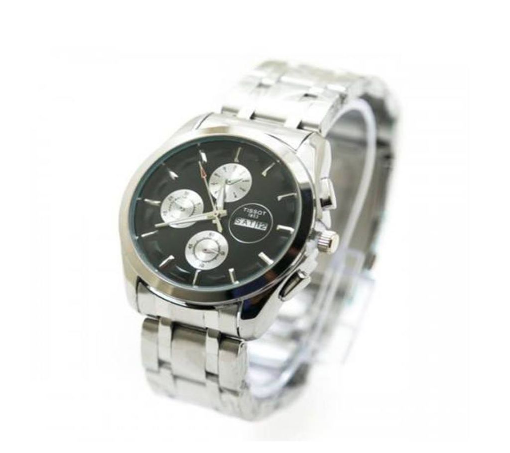 Tissot Gents Wrist Watch Copy -Black & Silver
