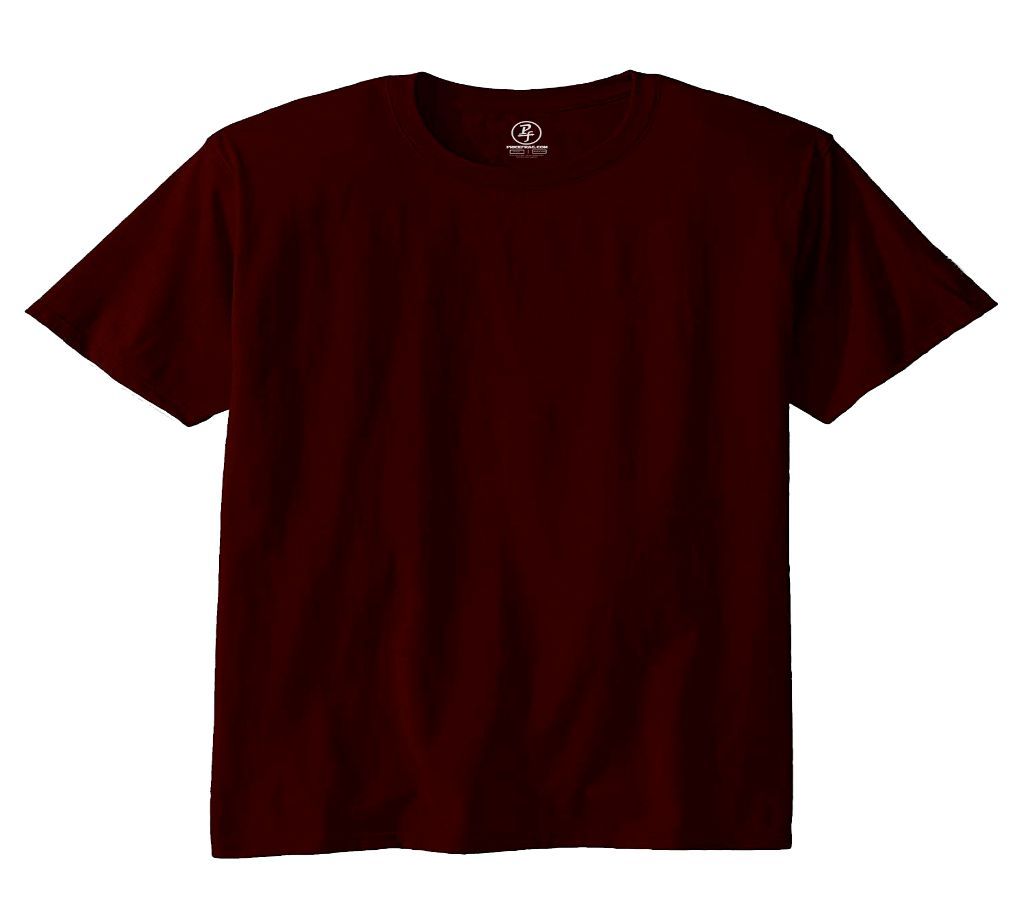 Maroon Solid Round Neck T Shirt