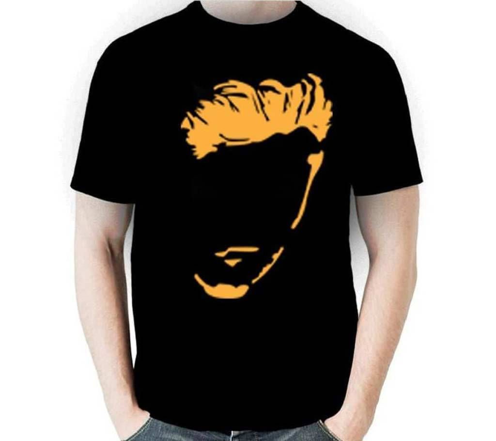 Mens Face Shadow Cotton Round Neck  t-shirt