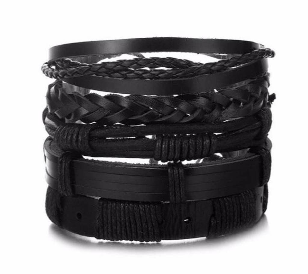 5pcs/set Leather Vintage Classic Charm Bracelet For Men