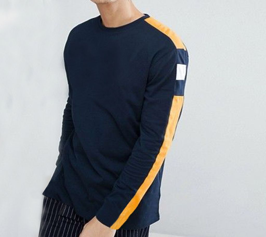 Yellow and White Striped Stylish Full sleeve T-shirt for man