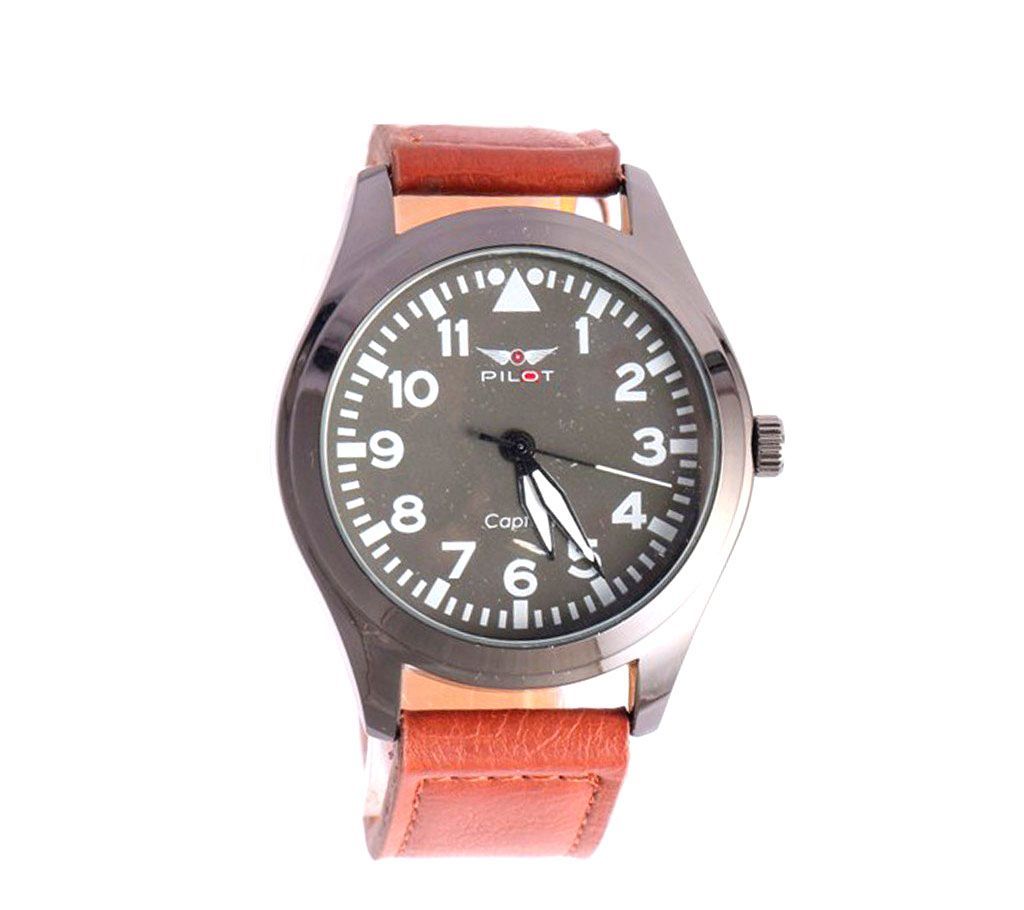00F01 Pilot Captain Leather Wrist Watch For Men