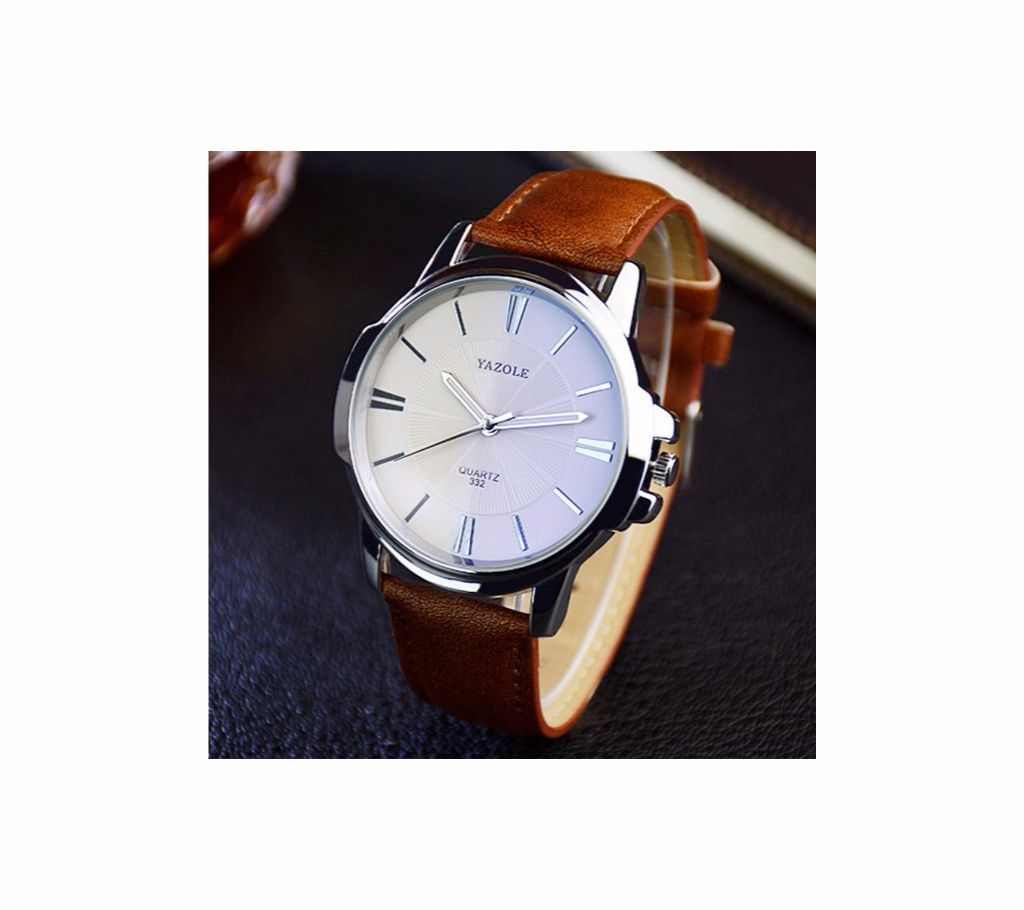 Leather Yazole Quartz Wrist Watch For Men