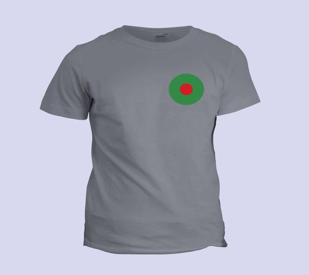 BANGLADESDH FLAG ASH COTTON TSHIRT FOR MEN