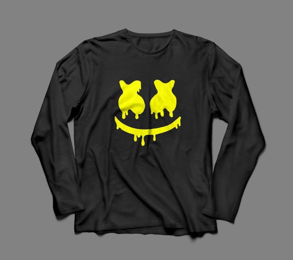MARSHMALLOW LONG SLEEVE BLACK  COTTON TSHIRT FOR MEN
