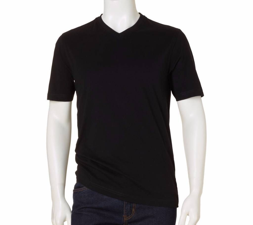 Gents V-Neck Black Color T-Shirt