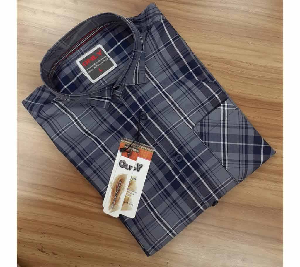Full Sleeve Casual Shirt For Men- Check Balck 