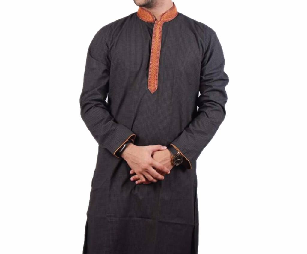 Mens Black Cotton Panjabi