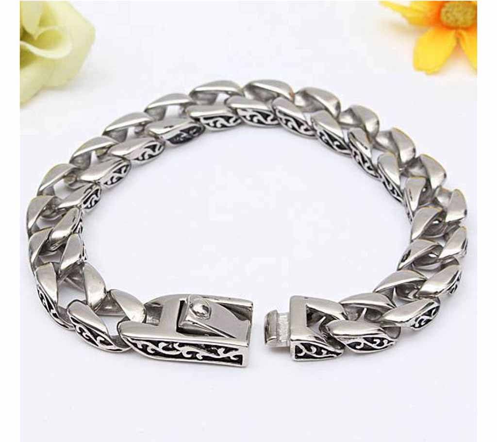 Stainless Steel Silver Color Round Menz Bracelet