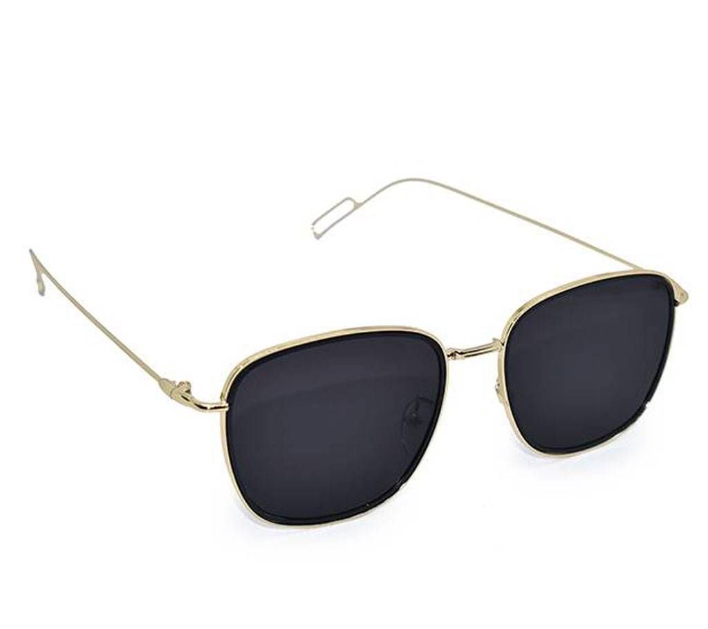 Golden Metal Frame Black Sunglass for Men