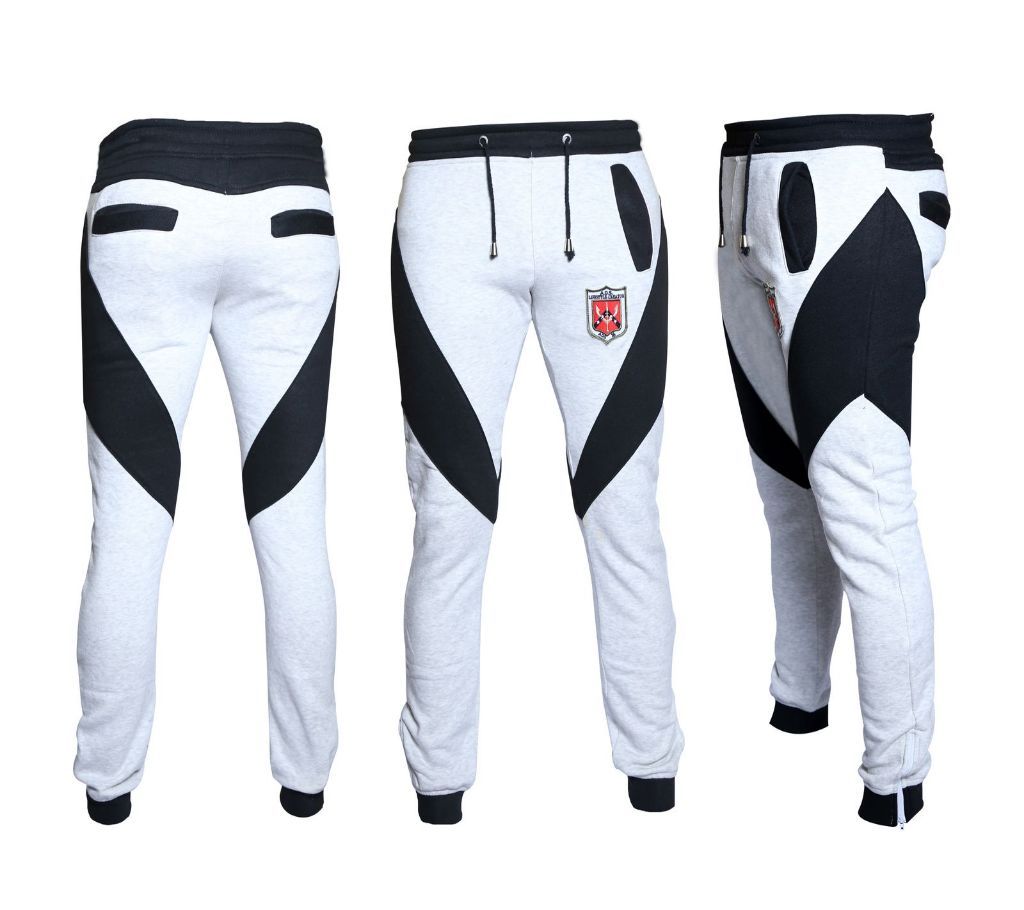 White with Black and Ash mix Jogger Pant