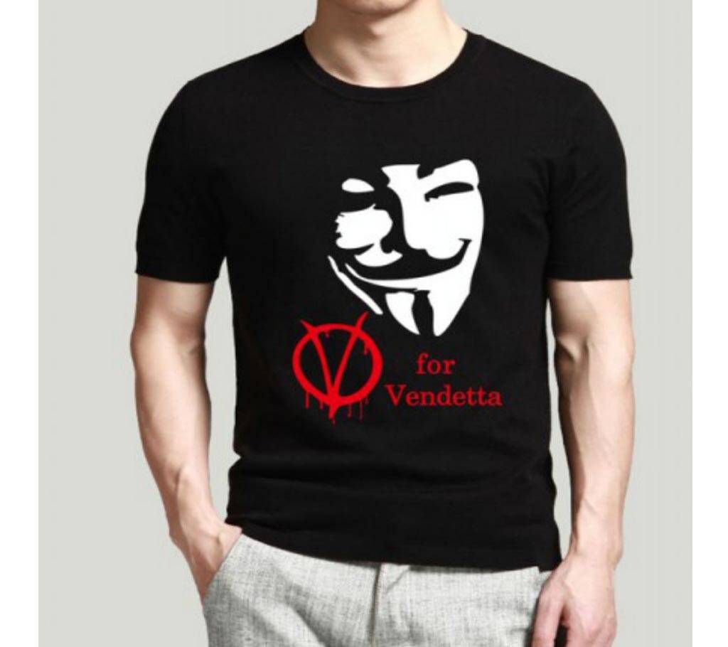 V for Vendetta Mens Half Sleeve Cotton Round neck  t-shirt