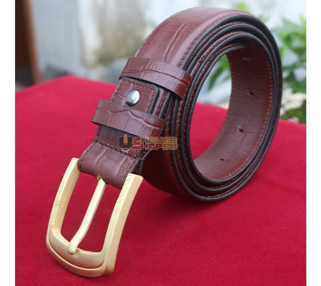SSB CROCO PRINTED 100% GENUINE LEATHER BELT BROWN SB-W09