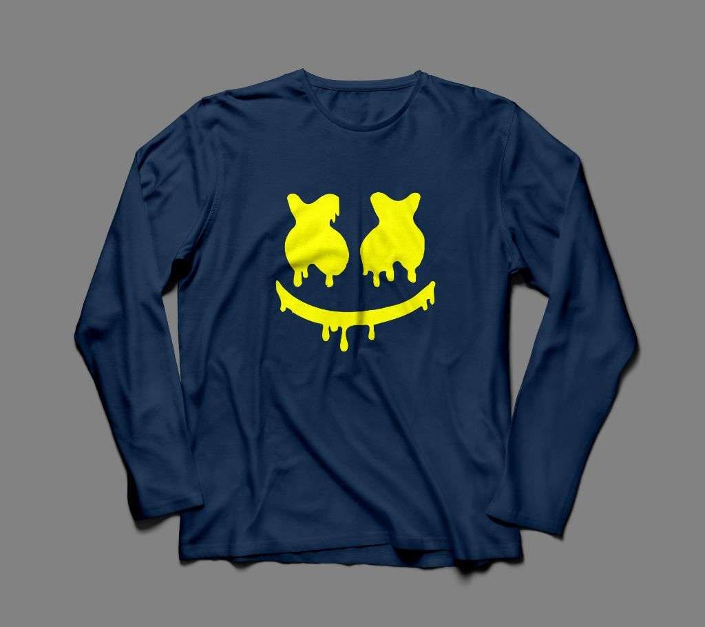 MARSHMALLOW LONG SLEEVE NAVY BLUE  COTTON TSHIRT FOR MEN